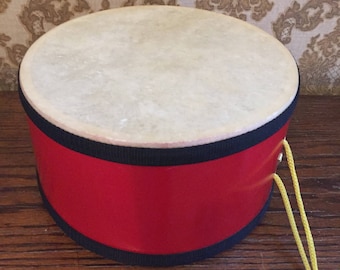Red Child's Drum with Yellow String for Carrying