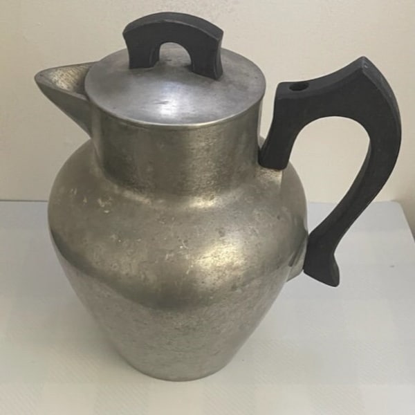Hammered Aluminum Water Pitcher with Wood Handles