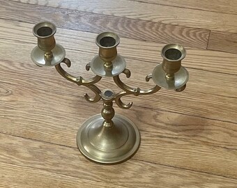 Three Candle Brass Candle Holder