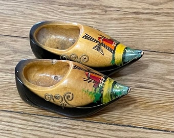 Vintage Small Hand Carved Wooden Shoes From Holland, Dutch