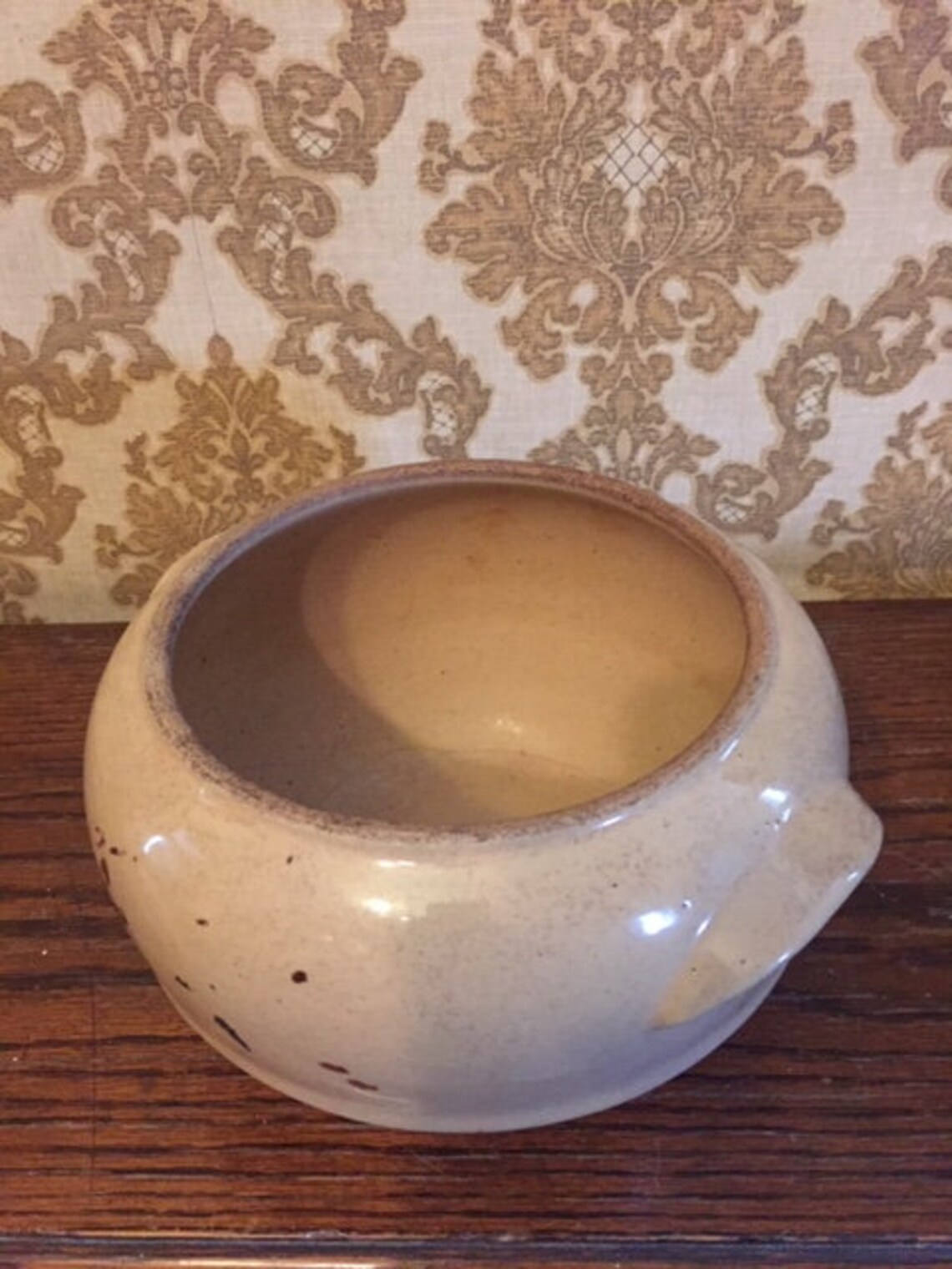 Antique USA Stoneware Bean Pot With Lid Etsy