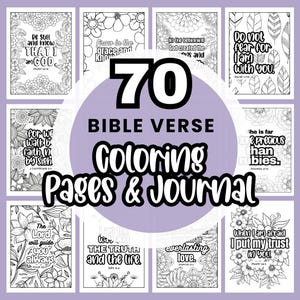 May include: A collection of 70 Bible verse coloring pages and journal entries. Each page features a different inspirational quote surrounded by floral and leaf designs, perfect for creative expression and reflection.