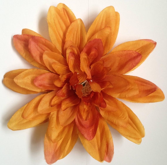 Eva Large Burnt Orange Hair Flower Etsy