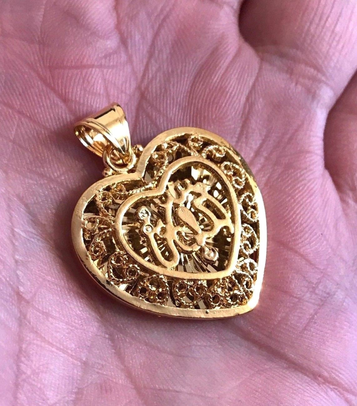 ALLAH الله Quranic Quran Islamic Gold Colour 3D Heart Shape | Etsy UK