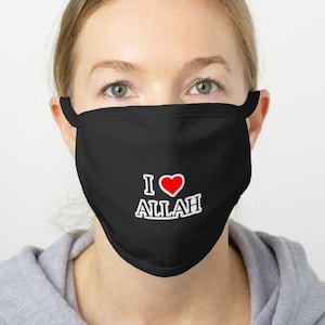 Islamic Muslim Face Mask i LOVE Allah الله Print Protective Covering ...