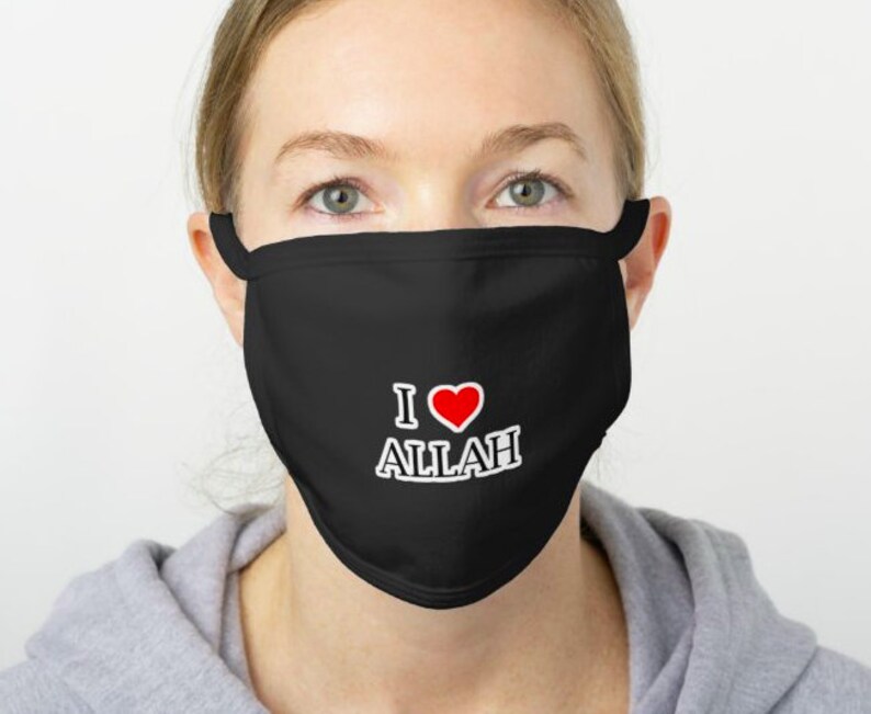 Islamic Muslim Face Mask i LOVE Allah الله Print Etsy