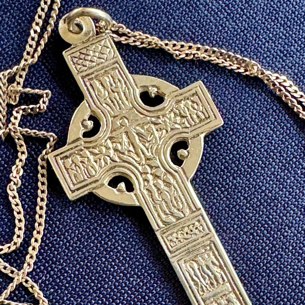 Sterling Silver Irish Celtic Cross Ardboe High Cross Catholic Christian Accurate Replica Real Irish Celtic Cross W Chain Detailed Crucifix