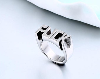 IN STOCK beautiful Signet Ring stainless steel fuck, punk, biker, Gothic