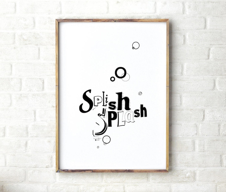Bathroom Wall Decor Splish Splash Bathroom Decor Bathroom Etsy