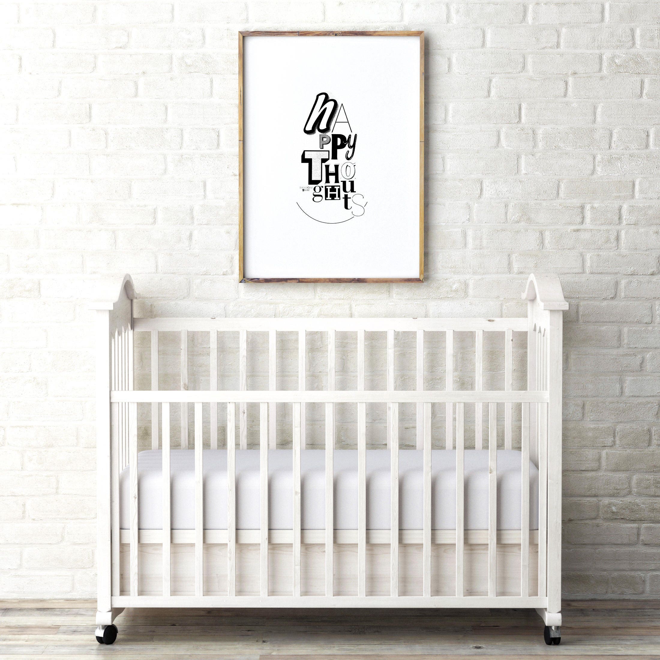 Happy Thoughts Wall Art Minimalist Prints Black and White Etsy