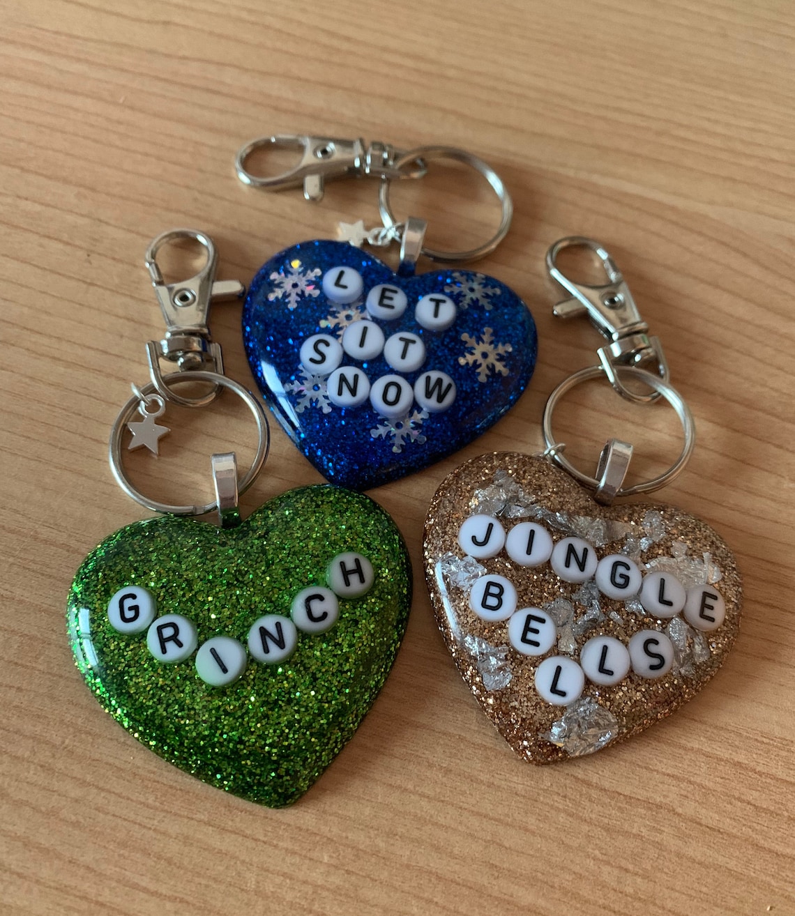 Sparkly Resin Christmas Inspired Keychains Etsy