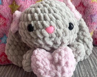 Cute Heart Holding Little Easter Bunny