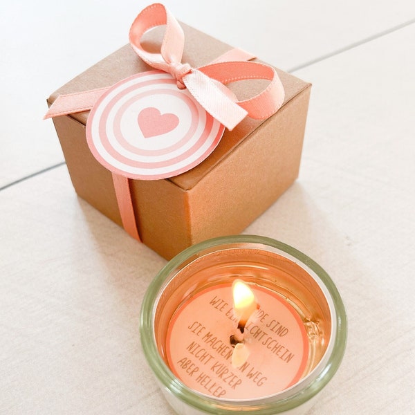 Tealight with message - *Friends are like a light*, gift idea, tealight, lucky light, gift for girlfriend, souvenir