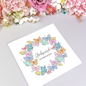Glückwunschkarte Hochzeit, Karte zur Hochzeit, Glückwunschkarte Brautpaar, Schmetterlinge, regenbogenfarben