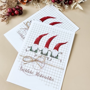 Weihnachtskarte Wichtel rot grün