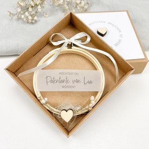 Ask your godmother - embroidery frame with dried flowers in a kraft paper box, HOLZHERZ series
