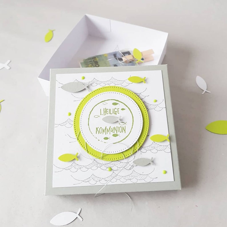 Cash gift packaging cash gift communion gift gift gift idea gift box gift box gift wrap chisty green fish