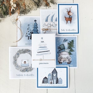 Set Weihnachtskarten blau