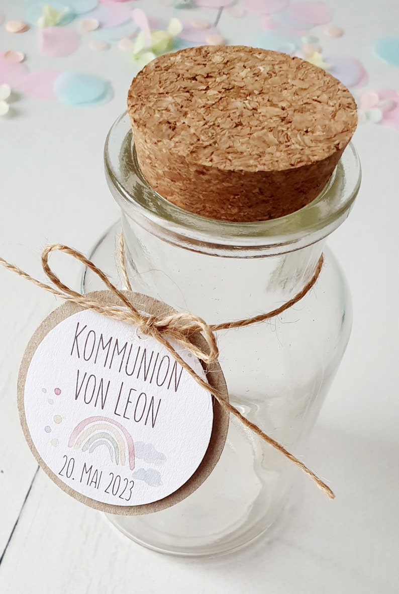 10x Geschenkanhänger, Anhänger personalisiert, Anhänger Gastgeschenk, Geschenkanhänger Taufe, Kommunion, Konfirmation, Regenbogen afbeelding 4