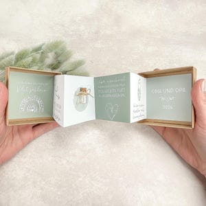 Schwangerschaftsverkündung Geschenkschachtel mit Reiskorn im Glas | Schwangerschaft verkünden | Du wirst Oma, Opa, Tante, ...| DOODLE grün