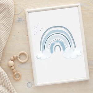 Poster children&#39;s room with rainbow, picture boys&#39; room, decoration children&#39;s room, wall decoration, picture blue boys&#39; room, wall decoration children&#39;s room