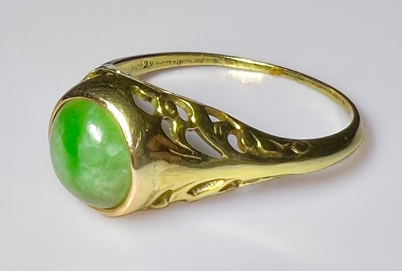 Art Nouveau 14k Jadeite Ring 2.5g - image 3