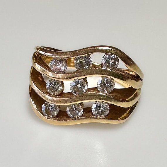 Vintage 1970s 14k Modernist .50 ctw Diamond Ring 5