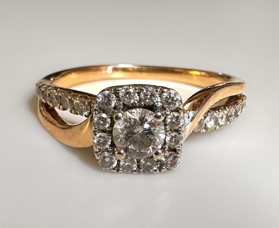 Vintage 14k Rose Gold 1 ctw Diamond Ring 3.8g - image 2