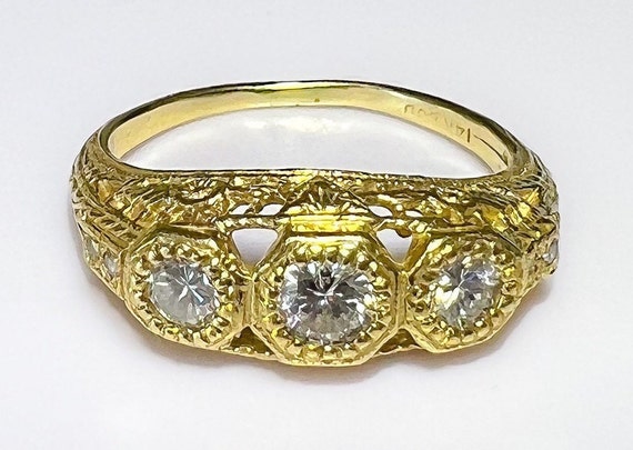 Antique Art Nouveau 14k .50ctw  Diamond Ring 3.1g - image 5