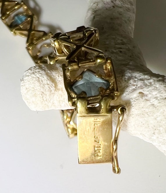 Antique Art Deco 14k Australian Opal Topaz Bracel… - image 6