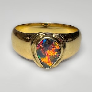 Vintage 18k Australian Black Boulder Opal Ring 5.8g