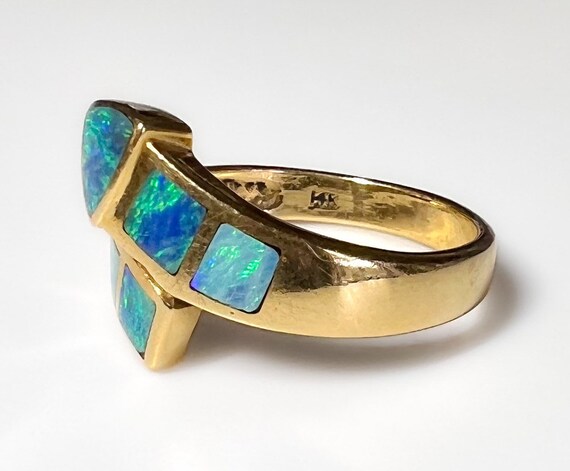 Retro Vintage 14k Australian Black Opal Arrow Cro… - image 2