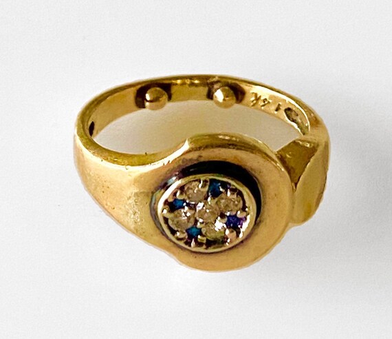 Unique 1960s 14k Diamond Natural Sapphire Ring 3.… - image 5