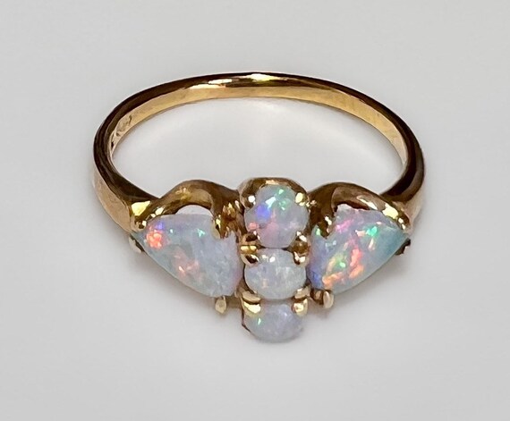 Antique Art Deco 14k Australian Opal Ring 2.5g - image 2