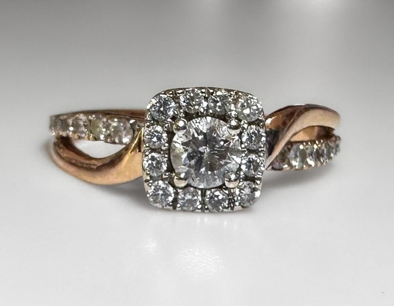 Vintage 14k Rose Gold 1 ctw Diamond Ring 3.8g - image 1