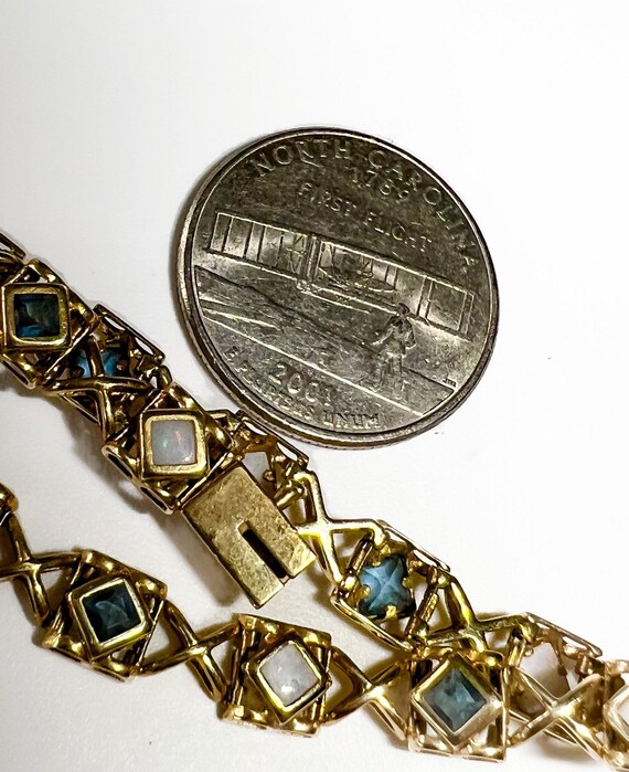 Antique Art Deco 14k Australian Opal Topaz Bracel… - image 5