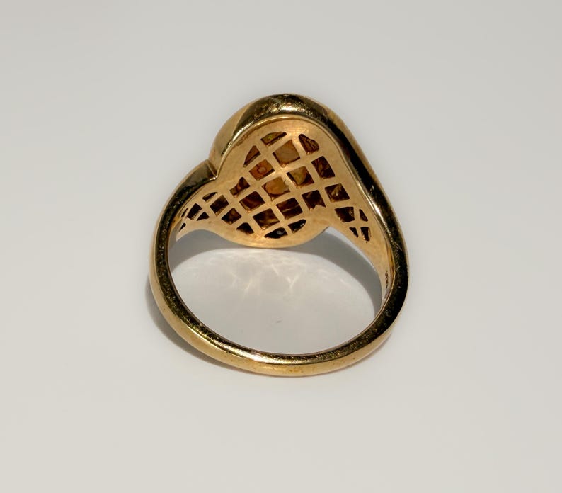 Modernist Vintage 14k Australian 2.75ct Jelly Opal Diamond Ring 6g image 4