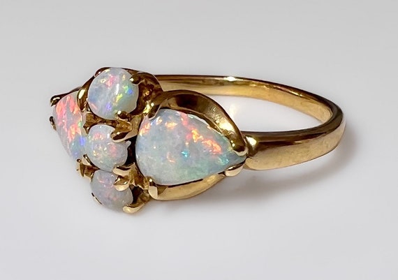 Antique Art Deco 14k Australian Opal Ring 2.5g - image 3