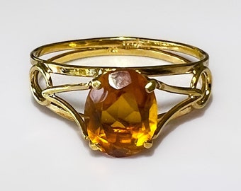 Antique Art Deco 18k Citrine Ladies Ring 2g