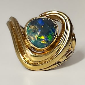 Superb Vintage 14k Solid Australian 2.8 Carat Black Fire Opal 7.6g