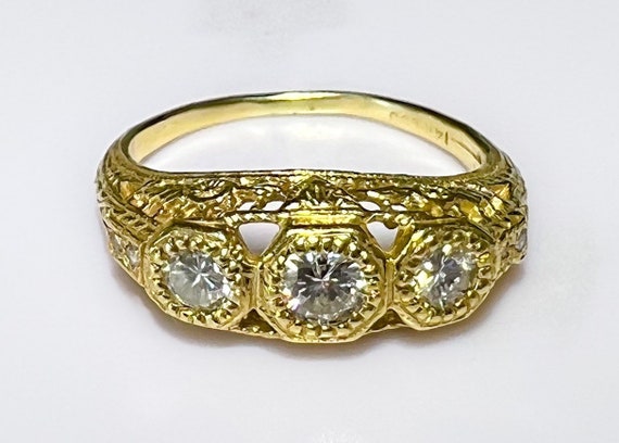 Antique Art Nouveau 14k .50ctw  Diamond Ring 3.1g - image 1