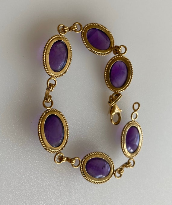 Retro 14k Amethyst Cabochon Bracelet 12.4 g - image 3