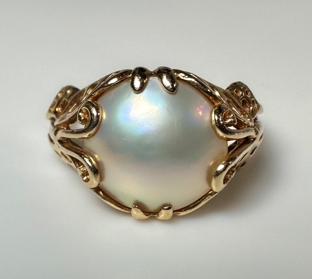Vintage 14k Mabe Pearl Butterfly Cocktail Ring 4.6g - Etsy