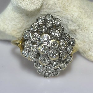Vintage 14k Diamond Waterfall Cocktail Ring 3.7g