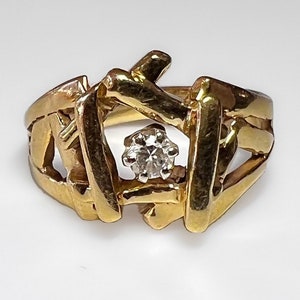 Vintage Retro 14k Modernist Abstract Diamond Ring 5g