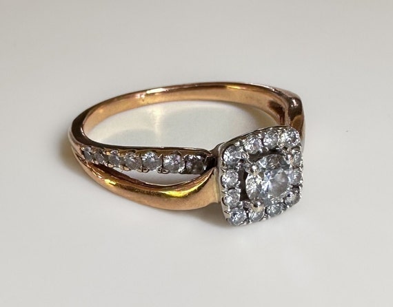 Vintage 14k Rose Gold 1 ctw Diamond Ring 3.8g - image 4
