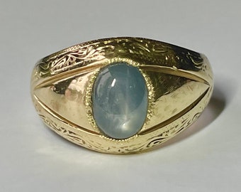 Antique Edwardian 18k Natural 2ct Star Sapphire Ring 8.7g