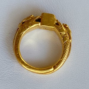 24k Solid Gold Very Old 18th Century Chinese Double Dragon Ring 7.8g - Etsy