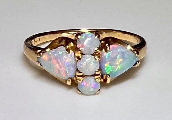 Antique Art Deco 14k Australian Opal Ring 2.5g - image 1