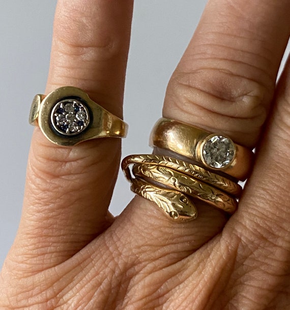 Unique 1960s 14k Diamond Natural Sapphire Ring 3.… - image 2
